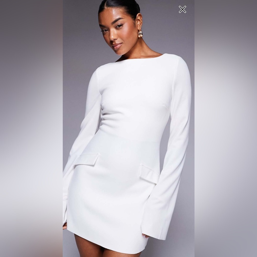 Elegant White Mini Dress - Picture 6 of 14